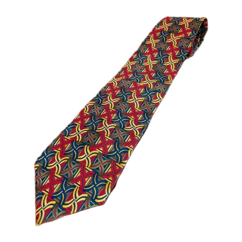 J Garcia Silk Tie Collection 10 Curves and Lines Print Geometric Print 56"x3.75"
